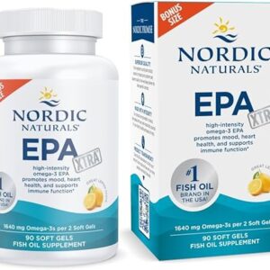 Nordic Naturals EPA Xtra, Lemon – 90 Soft Gels – 1640 mg Omega-3 – High-Intensity EPA Formula for Positive Mood, Heart Health & Healthy Imm…