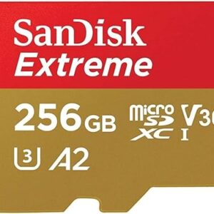 SanDisk 256GB Extreme MicroSDXC UHS-I Memory Card – C10, U3, V30, 4K, A2, Micro SD – SDSQXA1-256G-GN6MN