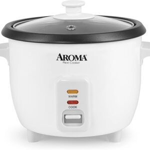 Aroma Housewares Aroma 6-cup (cooked) 1.5 Qt. One Touch Rice Cooker, White (ARC-363NG), 6 cup cooked/ 3 cup uncook/ 1.5 Qt.