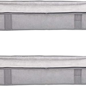 Amazon Basics Under Bed Fabric Zipper Blanket Storage Container Bags with Window and Handles, 2-Pack, 18 x 42 x 6 inches, Gray