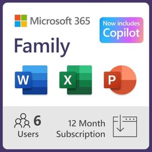 Microsoft 365 Family | 12-Month Subscription, Up to 6 People | Word, Excel, PowerPoint | 1TB OneDrive Cloud Storage | PC/MAC Instant Downlo…