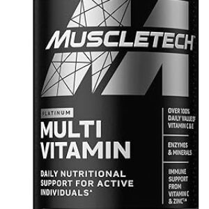 MuscleTech Platinum Multivitamins for Men & Women – Multi-Vitamin Supplement for Immune Support – 18 Vitamins & Minerals, Vitamin A C D E B…