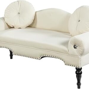 54” Loveseat Sofa,Small Couch for Living Room,Mid Century Modern Velvet Love Seats Sofa Settee with 2 Round Pillows and Solid Wood Legs,Up…