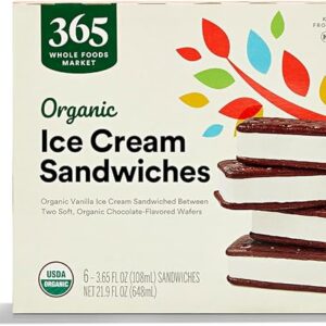 365 by Whole Foods Market, Ice Cream Sandwiches Organic 6 Count, 21.9 Fl Oz