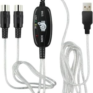 EMSTAR USB MIDI Cable-Upgrade Professional MIDI to USB in-Out Cable Adapter Converter Connect Piano Keyboard to PC/Laptop for Editing&Recor…