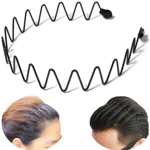 bodbop XINGZHE Metal Hair Band Men Headband Women’s Fashion Hair Bands Elastic Stylish Sports Hairband Head Hoop with Non Slip Wavy Teeth, …
