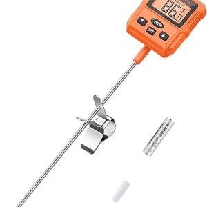 ThermoPro TP511 Digital Candy Thermometer with Pot Clip, Programmable Instant Read Food Meat Thermometer with 8” Long Probe for Smoker Bak…