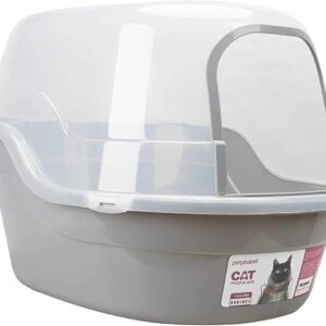 Petphabet Jumbo Hooded Cat Litter Box, Extra Large Gray