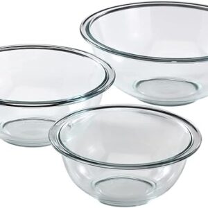 Pyrex Smart Essentials 3-Pack Prepware Mixing Bowl Set (1QT, 1.5QT, 2.5QT) Glass Mixing Bowls, Dishwasher, Microwave and Freezer Safe