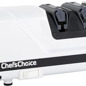Chef’sChoice Professional Electric Knife Sharpeners FlexHone/Strop With 100-Percent Diamond Abrasives And Precision Angle Guides For 20-Degree Straight-Edge and Serrated Knives, 2-Stage, White