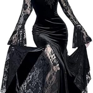 Gothic Slim Lace Fishtail Long Dress
