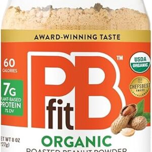 PBfit 8 Ounce Organic Peanut Butter Powder, Powdered Peanut Spread from Real Roasted Pressed Peanuts, 7g of Protein 7% DV, Gluten-Free, 60 …