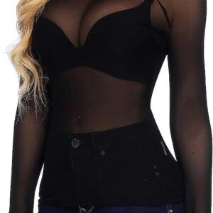 Buauty Black Sheer Tops for Women,Mesh Fishnet Tops Plus Size,Stylish and Sensational Mesh Blouses for Fashion-Forward Ladies
