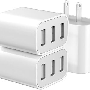 USB Wall Charger, 3 Pack 3-Port USB Charger Block Wall Adapter USB Charging Cube Brick Compatible with iPhone 8/7/6 Plus/X, iPad, Samsung G…