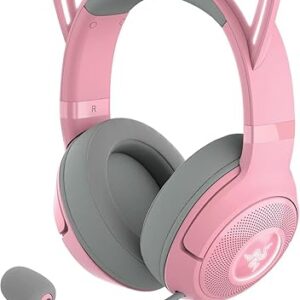 Razer Kraken Kitty V2 USB Wired RGB Headset: Chroma Kitty Ears – Stream Reactive Lighting – HyperClear Cardioid Mic – Triforce 40 mm Driver…