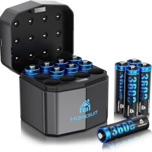 Homesuit 12-Pack Rechargeable AA Lithium Batteries