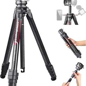 Lightweight Camera Tripod for Travel, COMAN 62.2 inch Compact Carbon Fiber Tripod Stand, 360°Ball Head Detachable with 1/4” Arca Plate, for…