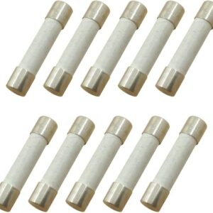 (Pack of 10) 15 Amp Slow-Blow Time Delay Fuse Ceramic 6x30mm
