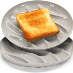 EVER TOAST. Toast and sandwich dinner plates. Reusable, unbreakable. Works for: Appetizers, pastries, pizza, tacos, grilled cheese. 8.5 inch. Set 2pcs