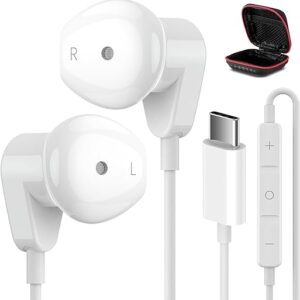 USB C Headphones for iPad Pro iPhone 15 Pro 16 Pro USB Type C Earphones HiFi Stereo USB C Wired Earbuds Microphone Volume Control for Samsun…