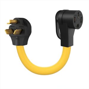 ETL Listed L-Shape NEMA 10-30P to 14-50R EV Charger Adapter 8 AWG Cord Compatible with Tesla Model 3/S/X/Y, STW 30 Amp Dryer to 50 Amp EV f…