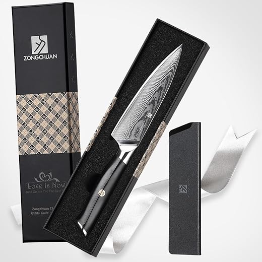 5.5" Damascus Utility Knife - Professional Grade