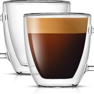 JoyJolt Savor Double Wall Insulated Glasses Espresso Mugs (Set of 2) – 5.4-Ounces