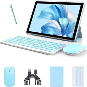 Android 14 Tablet, 10 inch 2 in 1 Tablets with Keyboard/ Case/ Mouse/ stylus, 8GB RAM+64GB ROM+1TB Expand Tablet, 1280*800 IPS Touch Screen …
