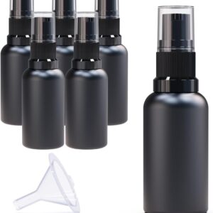 6Pack 1oz Matte Black Glass Pump Bottles