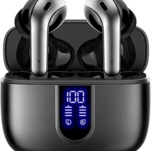 TAGRY Bluetooth Headphones True Wireless Earbuds 60H Playback LED Power Display Earphones with Wireless Charging Case IPX5 Waterproof in-Ea…