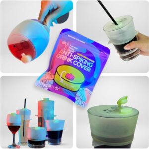 Multi-Use Silicone Anti Spiking Drink Cover Protector With Lift N’ Lock Sip System (1 Pack). Spiking, Spill and Contaminant Prevention. Fits…