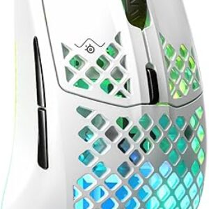 SteelSeries Aerox 3 – Holey RGB Gaming Mouse – Ultra-lightweight Water Resistant Design – 8,500 DPI TrueMove Core Optical Sensor – Snow