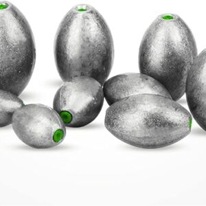 AMYSPORTS Egg Lead Fishing Weights Kit Drop Bass Weights Sinker Tackle Saltwater Casting Fishing Sinkers Set Oval Freshwater