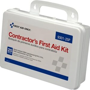 First Aid Only 9301-25P 25-Person Contractor’s Emergency First Aid Kit for Home Renovation, Job Sites, and Construction Vehicles, 176 Pieces