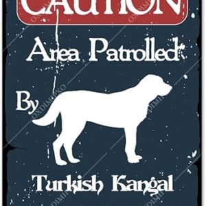 Funny Dog Yard Signs, Area Patrolled by Turkish Kangal Caution Dog Sign, Dog Lover Gifts, Warning Guard Dog on Duty, 8×12 Inches Front Door…