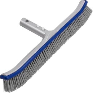 POOLAZA Pool Brush, 17.5″ Super Sturdy Pool Brushes for Cleaning Pool Walls, Tiles & Floors, Heavy Duty Polished Aluminum Pool Brush Head with EZ Clip & Safe for Vinyl Pool