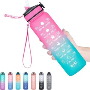Hyeta 32 oz Water Bottles with Times to Drink and Straw, Motivational Water Bottle with Time Marker, Leakproof, Drinking Sports Water Bottl…