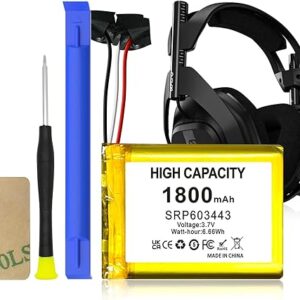 SRP603443 Battery, [2025 Upgraded] 1800mAh High Capacity Li-Polymer Battery Replacement Compatible with Astro A50 Series Wireless Gaming He…
