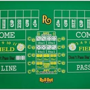 Premium Craps Rubber Table Layout with Carrying Bag – Includes 5 Bonus 19mm Dice!