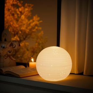RONDURE 5.9″ Modern Table Lamp, Modern Bedside Lamps for Bedroom, Living Room and Nightstand, White Translucent Ceramic Shade, Warm Ambient…