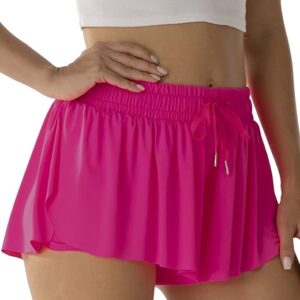 Flowy Athletic Shorts for Women Running Tennis Butterfly Shorts Girls 2-in-1 Double Layer Quick-Drying Comfy Shorts