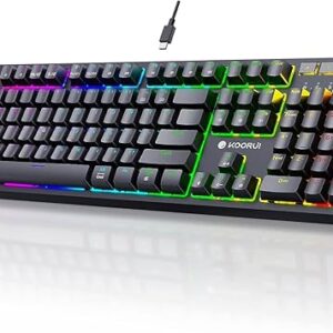 KOORUI Wired Gaming Keyboards with Brown Switch,Hot-Swap Mechanical Keyboard with Volume Knob, 26 RGB Backlit Light Up Keyboard, Full Keys …