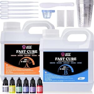LET’S RESIN Fast Cure Epoxy Resin,Demold in 4 Hours,72OZ Upgrade Quick Drying & Crystal Clear Resin,Bubble Free Epoxy Kit for Craft,Art, Cr…