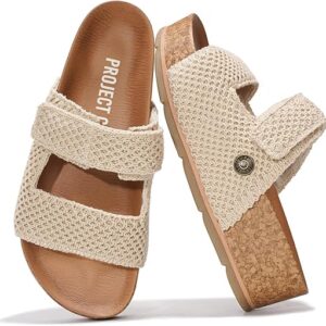 Project Cloud Platform Sandals Women Footwear – Genuine Leather Beach Summer Wedges with Comfortable Memory Foam Insole – Non Slip & Lightwe…