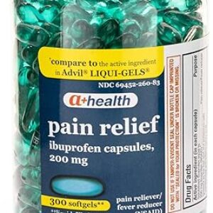 Ibuprofen 200 Mg Softgels, Pain Reliever/Fever Reducer (NSAID), Made in USA, 300 Count