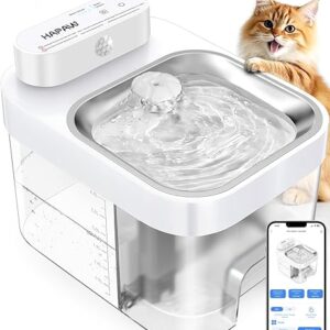 Cat Water Fountain, App Monitoring Separated Clean & Waste Water Wireless Smart Pet Water Fountain, 5000mAh Battery & Plug-in Automatic Wate…
