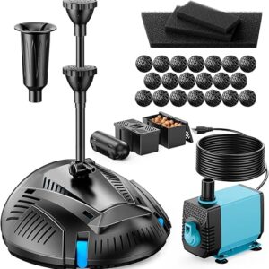 Antfraer Pond Filter with Fountain Pump Kits, U-v Clarifier Pond Filter Box with 40W 660GPH Submersible Pump, KOI Pond Filter for Outdoor P…