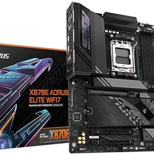 GIGABYTE X870E AORUS Elite WIFI7 AMD AM5 LGA 1718 Motherboard, ATX, DDR5, 4X M.2, PCIe 5.0, USB4, WIFI7, 2.5GbE LAN, EZ-Latch, 5-Year Warranty