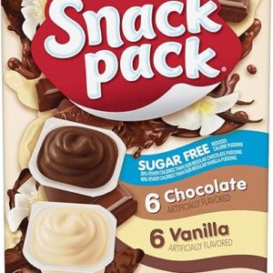 Snack Pack Sugar Free Chocolate and Vanilla Flavored Pudding Family Pack, 12 Count Pudding Cups