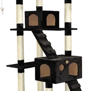 Go Pet Club 72″ Tall Cat Tree Tower with Cat Condos – Large Cat Tree – Cat Tower for Indoor Cats – Play Scratch Hide Climb Activity Furnitu…